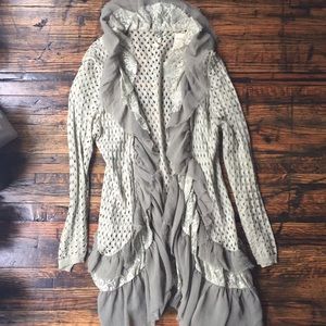 Light Green and Grey BKE Sweater Cardigan